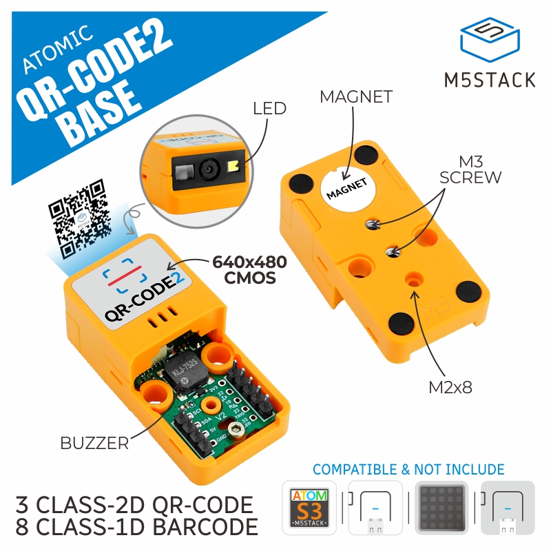M5Stack - M5Stack บาร์โค้ด ATOMIC อย่างเป็นทางการ/เครื่องสแกน QR-Code 2