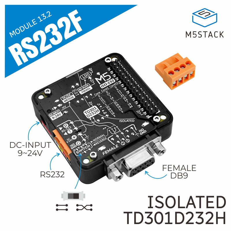 M5Stack - M5Stack อย่างเป็นทางการ RS232 โมดูล 13.2 พร้อมขั้วต่อตัวเมีย