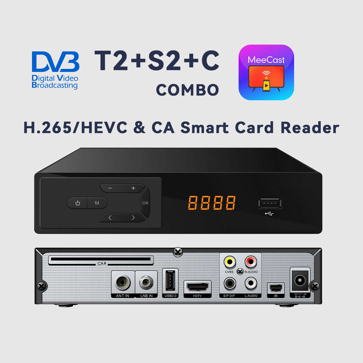 Devkitc - กล่องรับสัญญาณทีวีดาวเทียม/ทีวีภาคพื้นดิน Meecast H.265 คอมโบ ดีโค้ดเดอร์ DVB