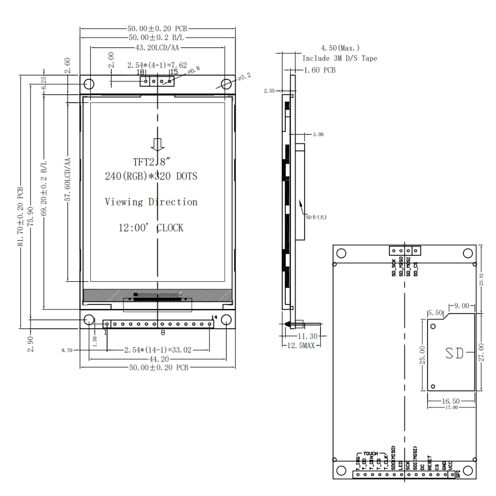 2.8 นิ้วจอแสดงผล TFT LCD โมดูล - Devkitc บทวิจารณ์และราคา